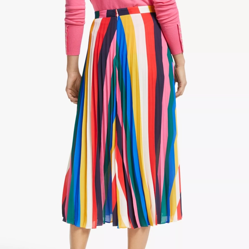 Boden Multicolor Pleated Midi Skirt - Bright Stripe Print - Picture 3 of 8